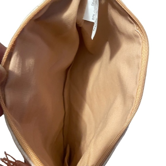 Women’s Embroidered Floral Cosmetic Beige Clutch - Picture 5 of 5